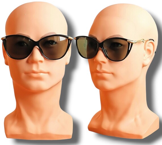 CHRISTIAN LACROIX Vintage Sunglasses Black Gold Spiral Rare