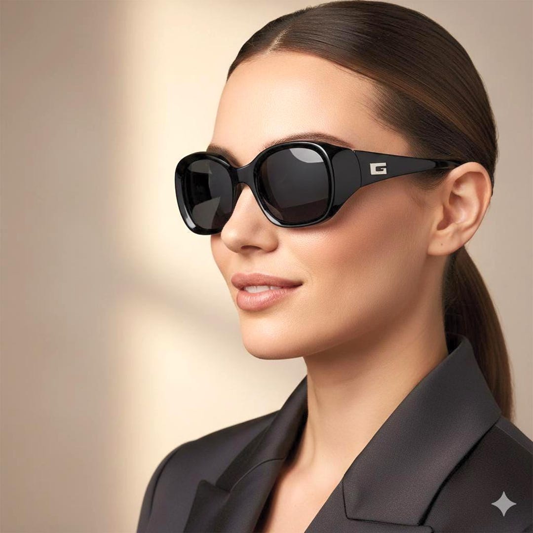 GUCCI Vintage Sunglasses Black Square Moda GG2433/S Frame Wrap