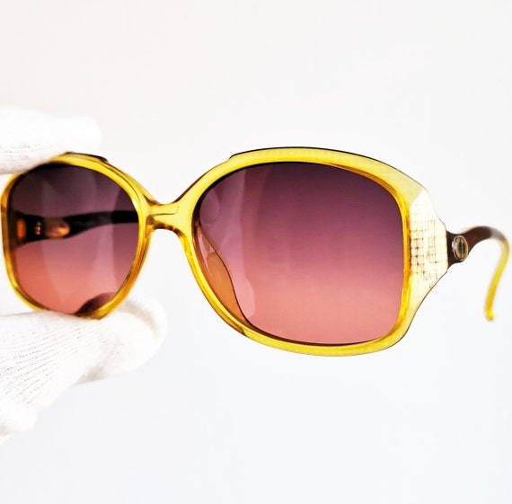 DIOR vintage sunglasses rare yellow red square ov… - image 1
