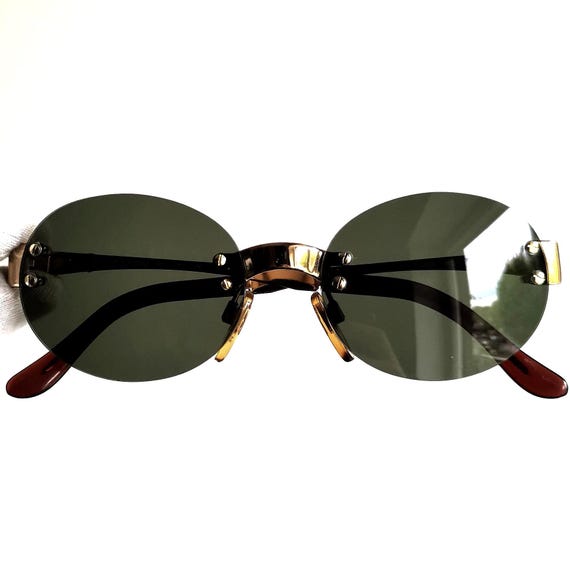 VALENTINO Vintage Sunglasses Oval Round Gold Frameless  display picture 2