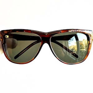 LAURA BIAGIOTTI vintage sunglasses rare square mask oversize big P45/S Rihanna Lady Gaga tortoise brown gold frame wrap diva shield 80s 90s