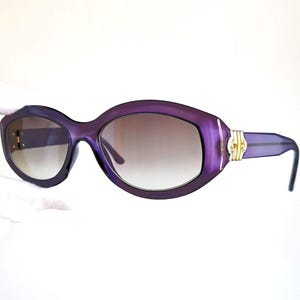 BVLGARI vintage zonnebril ovaal paars goud zilver 812 911 bes druif frame grijze lens jaren 90 jaar Migos-ontwerper Rihanna Lady Gaga Bella Hadid