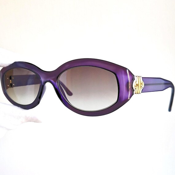BVLGARI ブルガリ　サイドゴールド　パープル　サングラス　希少　Y2K BVLGARI Vintage Sunglasses Oval Purple Gold Silver 812 911 Frame