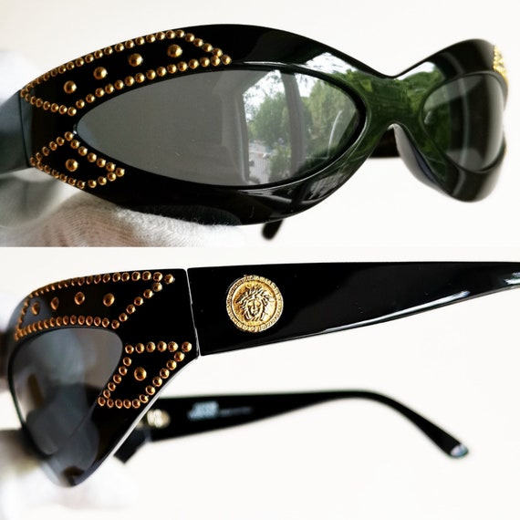 VERSACE vintage sunglasses rare 440/X oval wrap w… - image 3