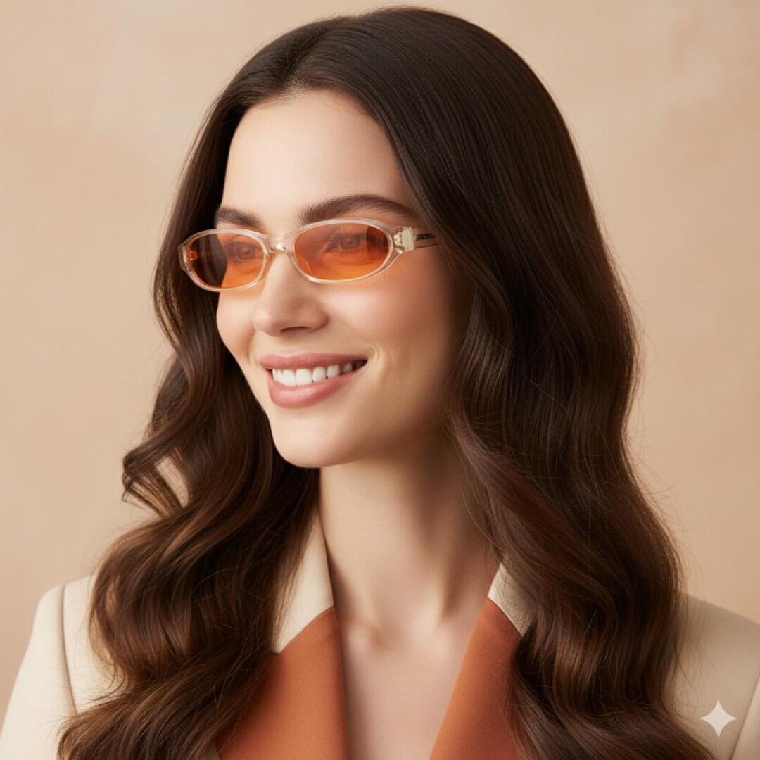 GUCCI Vintage Sunglasses Clear Transparent Orange Lens Oval GG2506