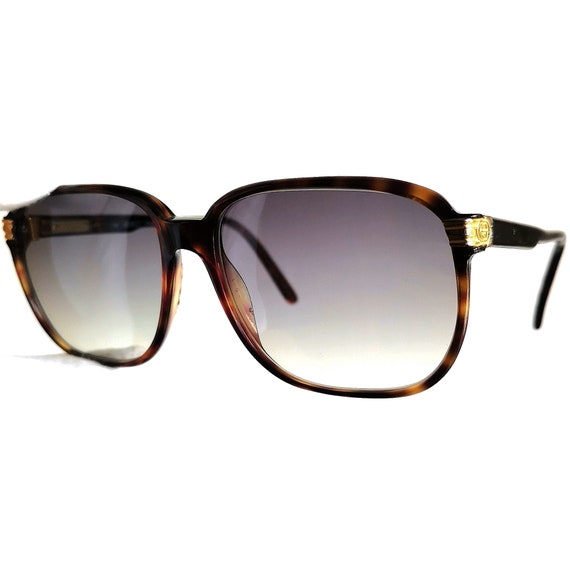 GUCCI vintage sunglasses rare square gold tortois… - image 1