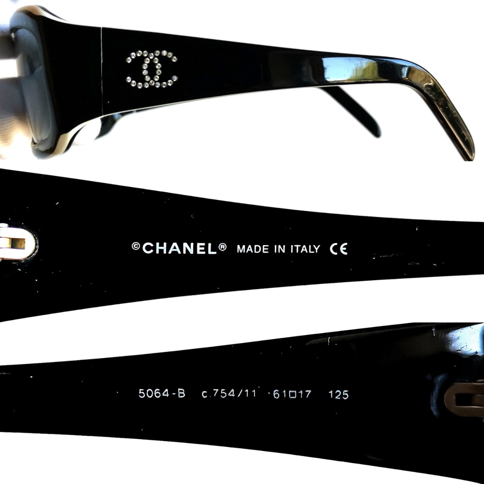 CHANEL Vintage Sunglasses Black Square Rectangular White CHANEL Vintage Sunglasses Black Square Rectangular White