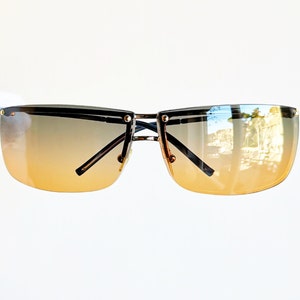 GUCCI vintage sunglasses rare oval square rectangular wrap mask half rim rimless gold orange blue 2653 Migos Rihanna Lady Gaga frame 90s y2k