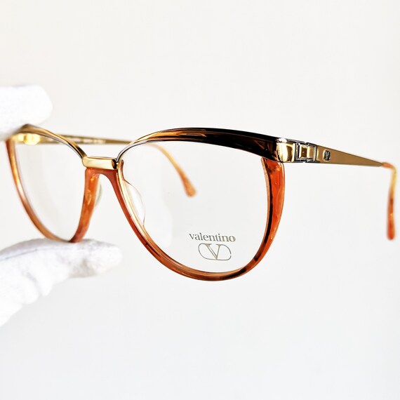 Valentino Vintage Eyewear Rare Eyeglasses Gold Brown Oval Etsy