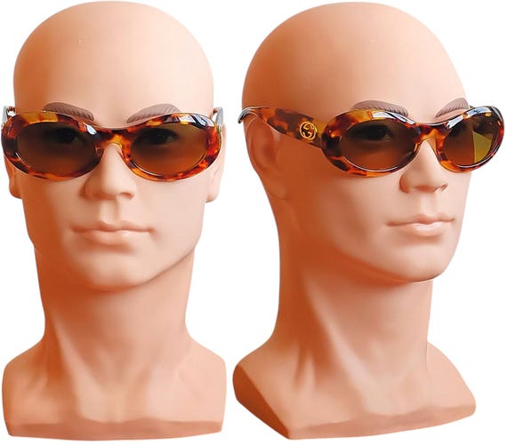 GUCCI Vintage Sunglasses Oval Gold Tortoise Brown Frame GG2400/N/S