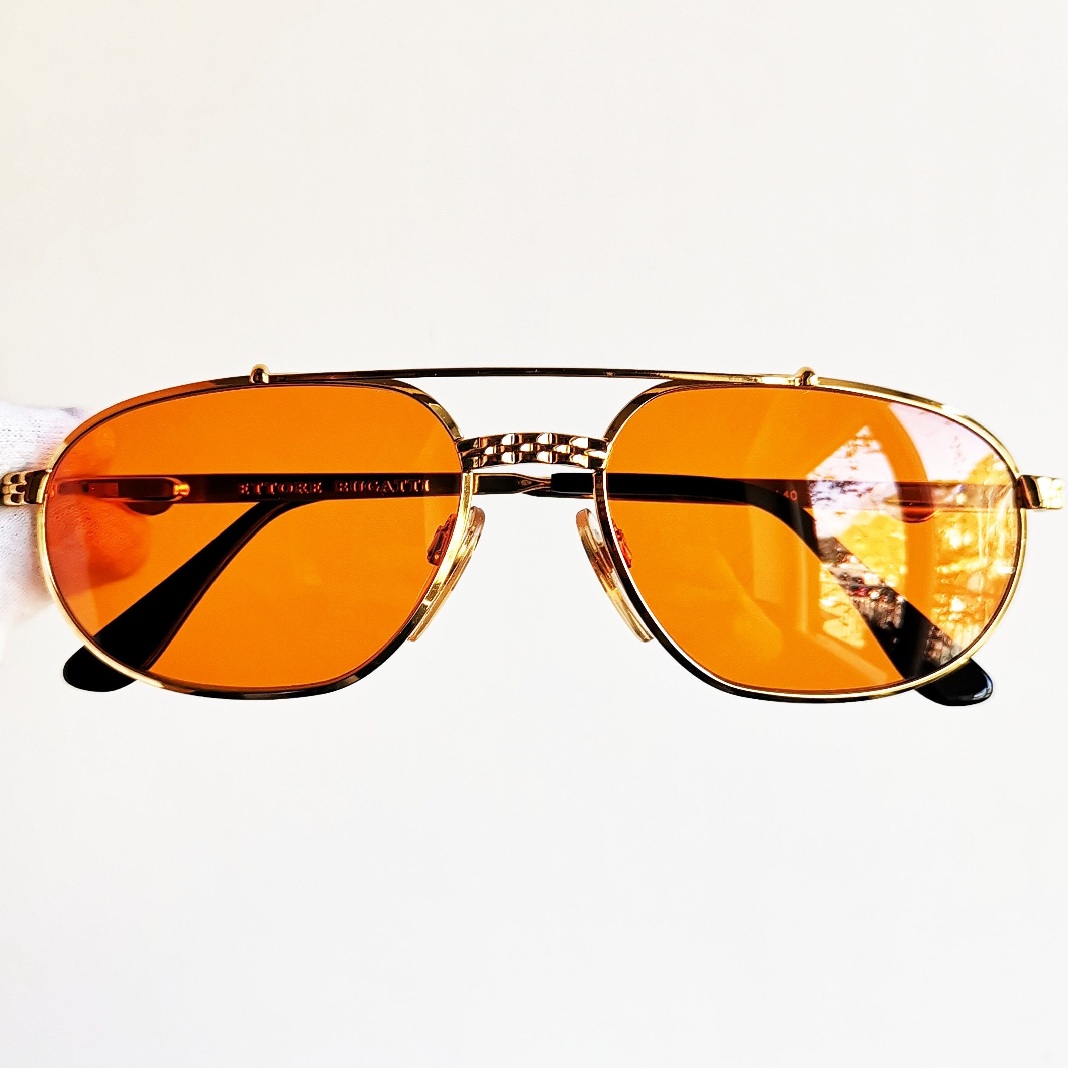 BUGATTI Gold Filled Plated Sunglasses Vintage Rare Square 