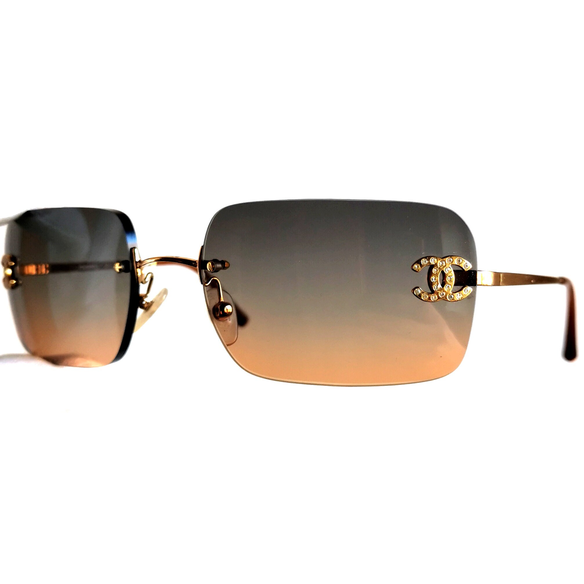 CHANEL Sunglasses Vintage Gold Oval Rectangular Square CHANEL Sunglasses Vintage Gold Oval Rectangular Square