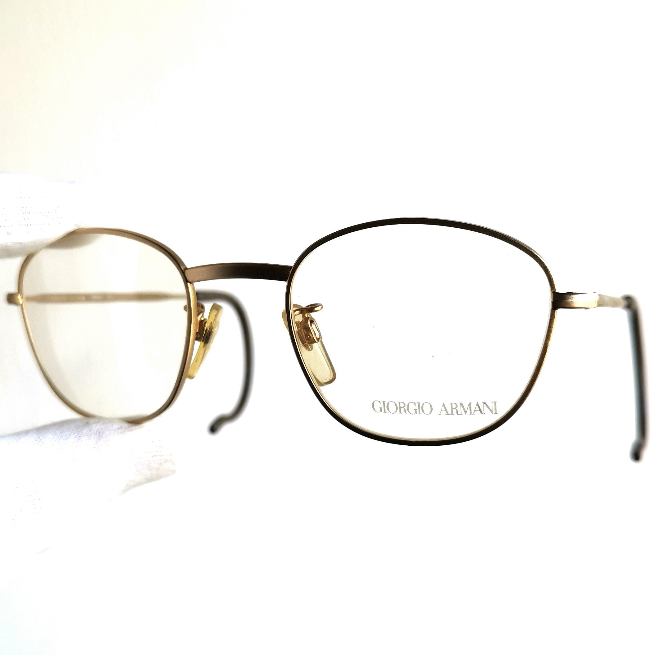 ARMANI Vintage Sunglasses Clip on Squared Gold Brown Giorgio 202