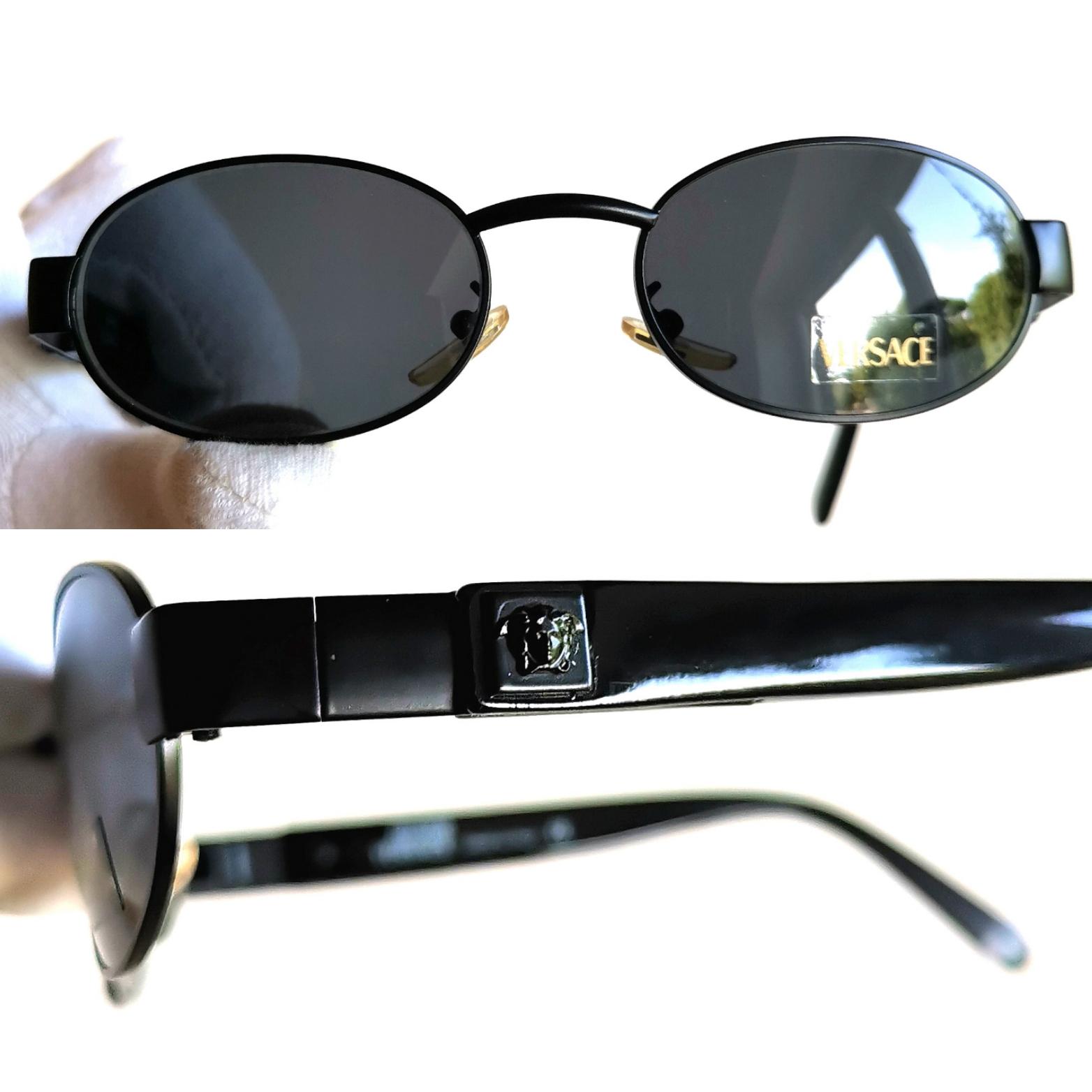 VERSACE Vintage Sunglasses Medusa Oval Black Small X18 Frame