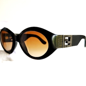 FENDI Vintage Sonnenbrille seltene schwarz silber oval Maske wickeln 90er Migos Takeoff Designer Lady Gaga Kylie Jenner SL7548 braun orange Linse
