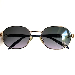 Gafas de sol vintage VALENTINO ovaladas, octogonales, hexagonales, azules, lapislázuli, doradas, montura de cadena 5072, montura Migos Rihanna Bella Hadid, lentes rosas, años 90, NOS