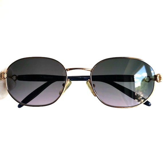 VALENTINO Vintage Sunglasses Octagon Hexagon Blue Lapis  display picture 1