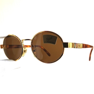 Gafas de sol redondas MOSCHINO by PERSOL, estilo vintage dorado y marrón, Migos 2Chainz, Rihanna, Lady Gaga, Kylie Jenner, Bella Hadid, montura con logotipo MM523, años 90, nuevas NOS