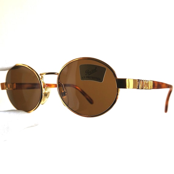 MOSCHINO by PERSOL Round Sunglasses Vintage Gold Brown MM523 
