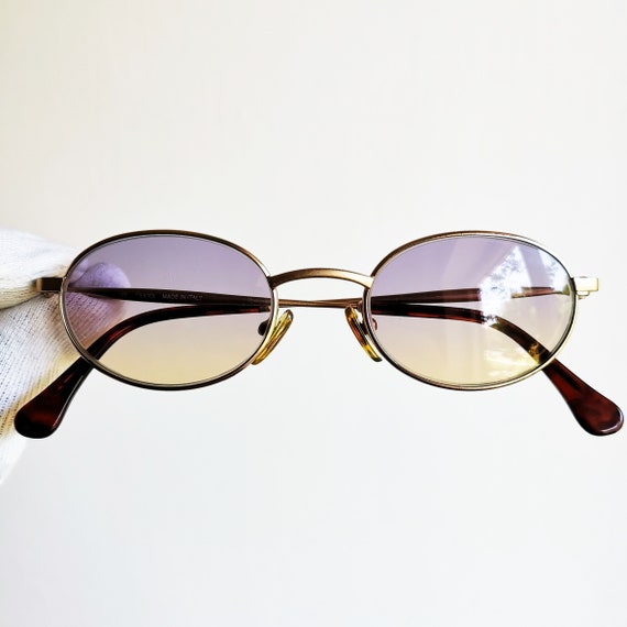 GUCCI oval sunglasses vintage rare small tiny gol… - image 1