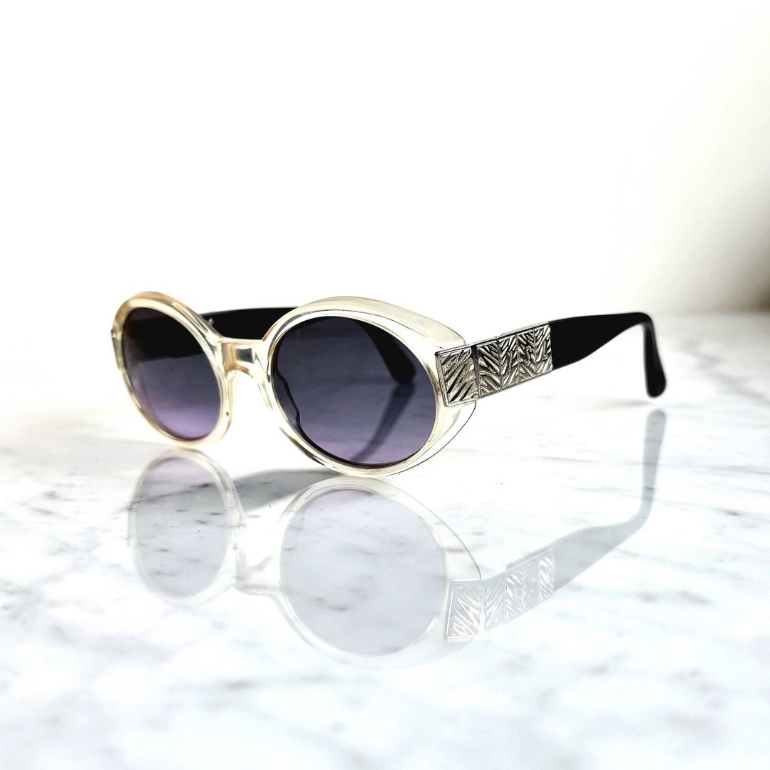 YVES SAINT LAURENT Sunglasses Vintage Clear Black Round Rihanna
