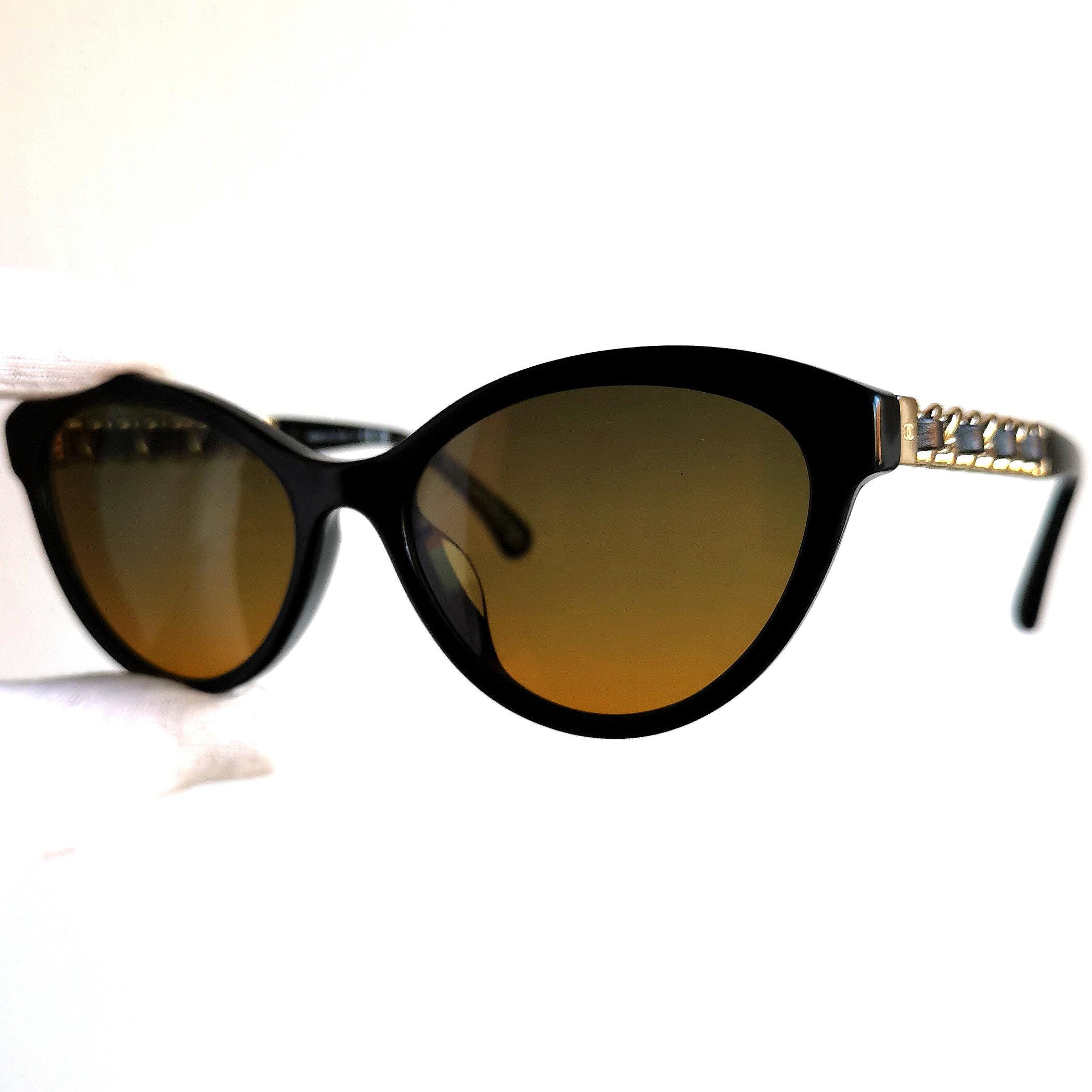 CHANEL Sunglasses Black Gold Chain Belt Leather Caviar Bag 