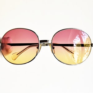 SAFILO 14K Weißgold runde Sonnenbrille Vintage selten gefüllt plattiert oversize Boho Hippie Festival oval Rihanna new pink orange Linse 70er Jahre NOS