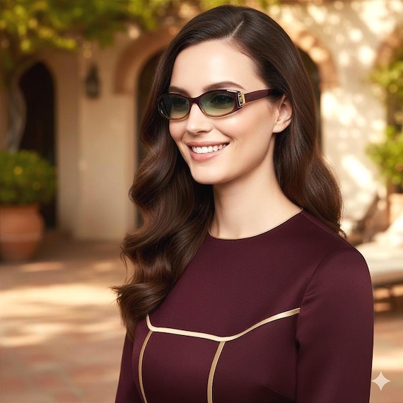 YVES SAINT LAURENT Vintage Ysl Sunglasses Oval Gold Purple Frame
