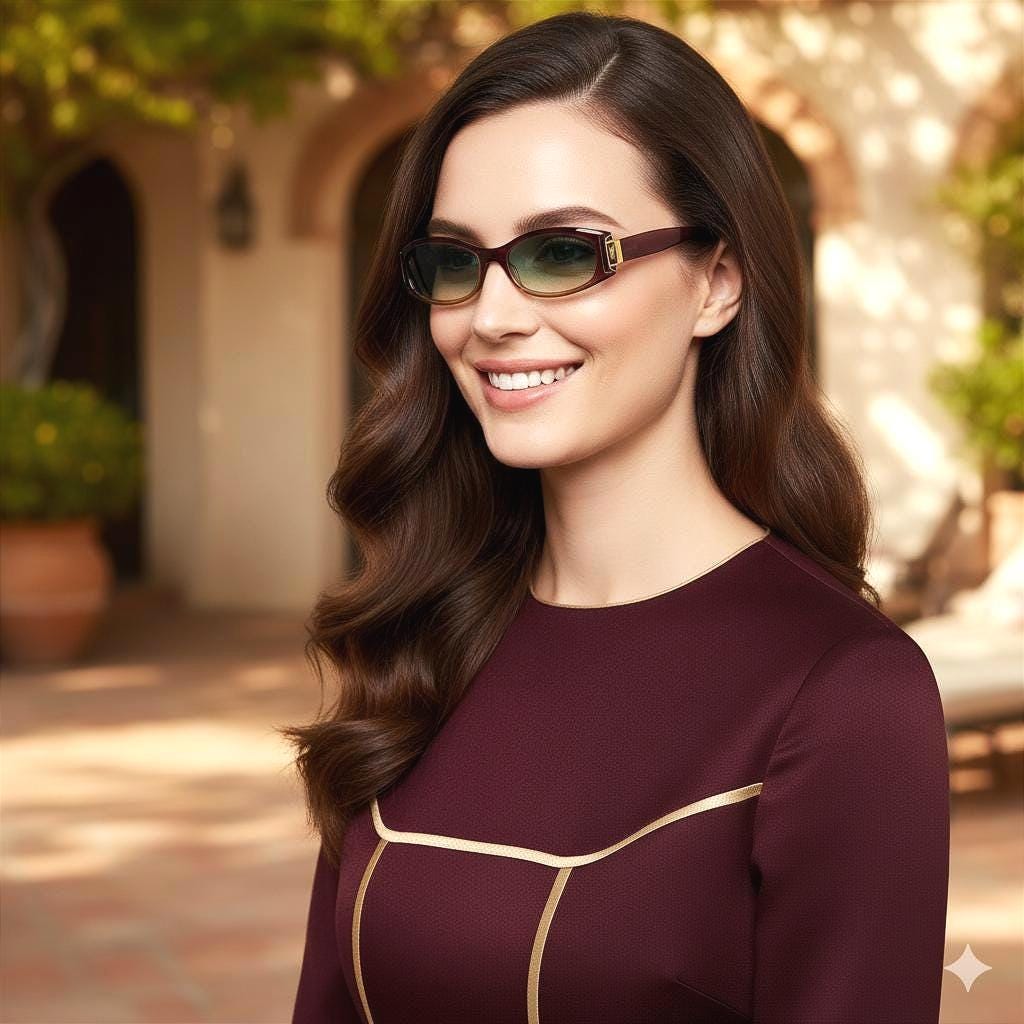 YVES SAINT LAURENT Vintage Ysl Sunglasses Oval Gold Purple Frame
