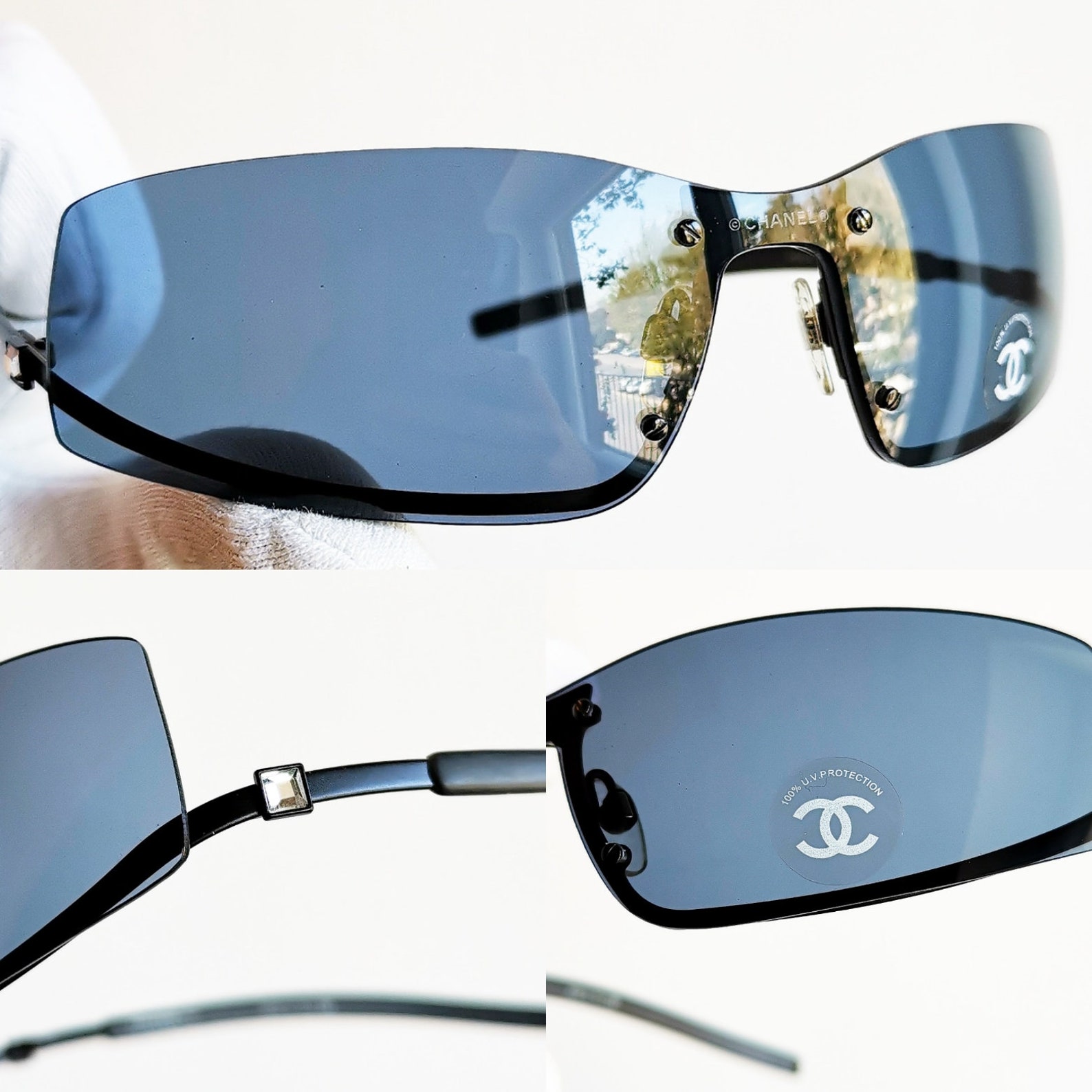 CHANEL Sunglasses Vintage Rare Oval Wrap Wraparound Mask Etsy