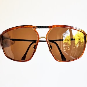 INOTTICA FLEXUS vintage sunglasses rare square mask wrap oversize big aviator caravan pilot frame oval tortoise brown black gold 90s new NOS