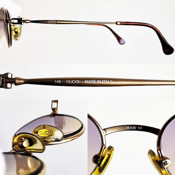 GUCCI oval sunglasses vintage rare small tiny gol… - image 4