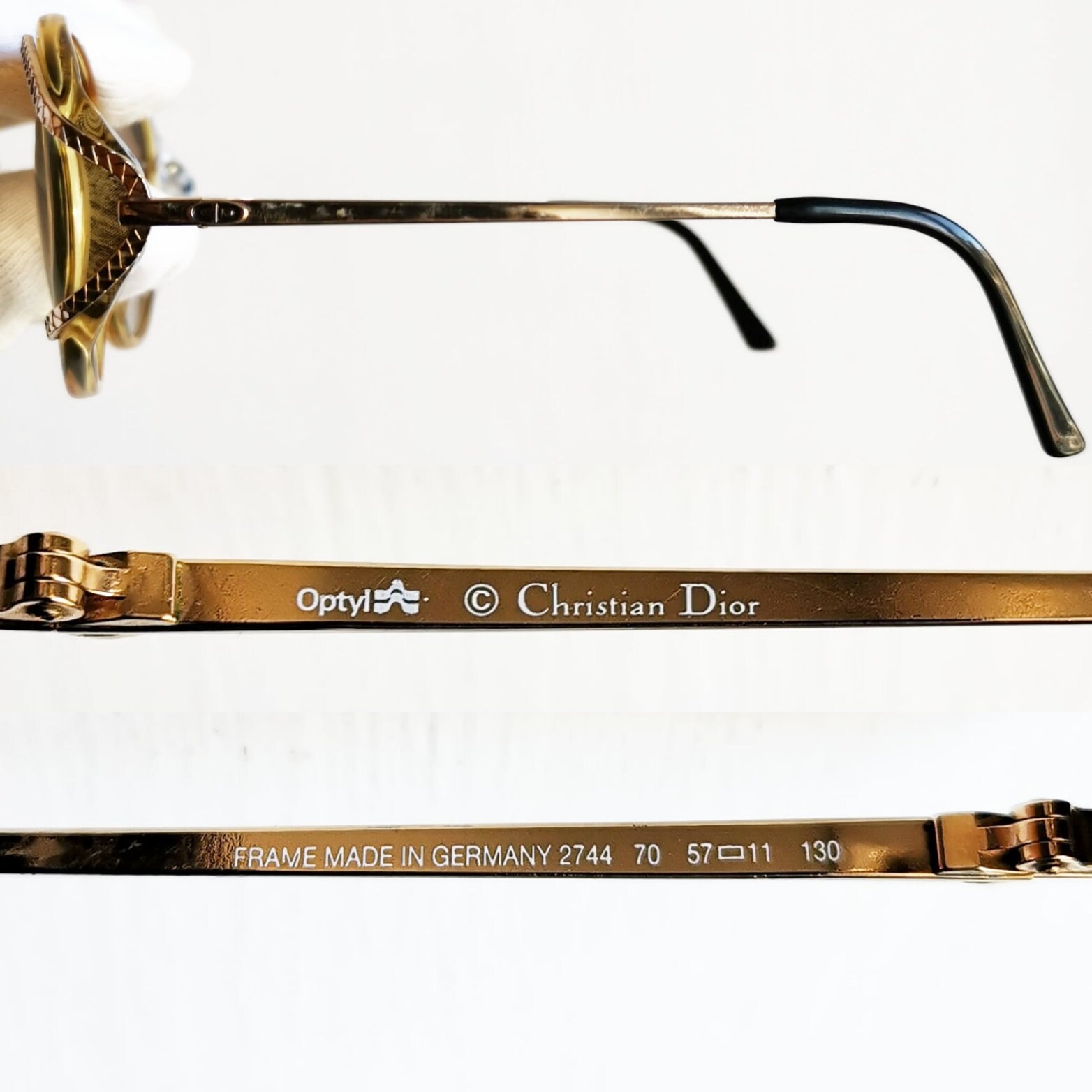 DIOR Vintage Sunglasses Rare Oval Gold Logo Braided Engraved