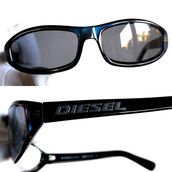 DIESEL Vintage Sunglasses Oval Wrap Blue Purple Black Shades