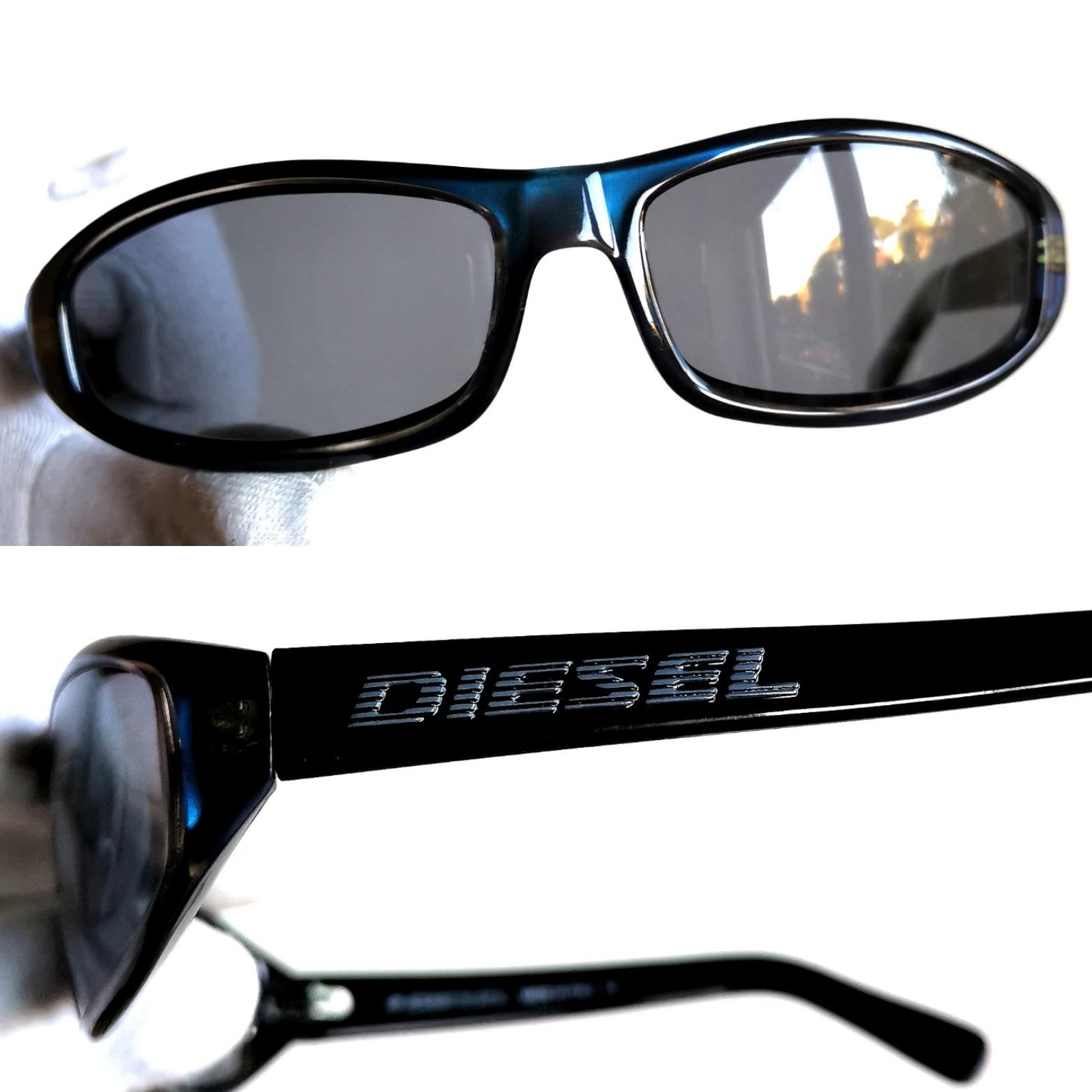 DIESEL Vintage Sunglasses Oval Wrap Blue Purple Black Shades