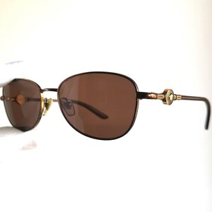 VERSACE vintage sunglasses oval brown bronze copper gold medusa Gianni 1214 small aviator Migos designer Rihanna Kylie Jenner frame 90s y2k