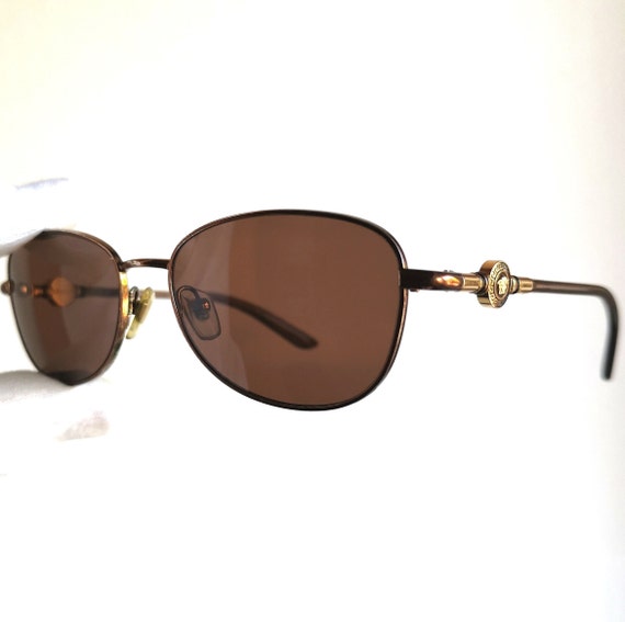 VERSACE Vintage Sunglasses Oval Brown Bronze Copper Gold VERSACE Vintage Sunglasses Oval Brown Bronze Copper Gold