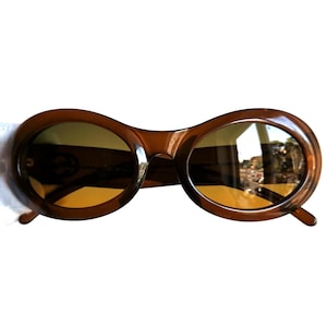 GUCCI vintage sunglasses oval brown gold GG monogram logo frame GG2400/N/S small clout goggles Kurt Cobain 90s y2k new green orange lens