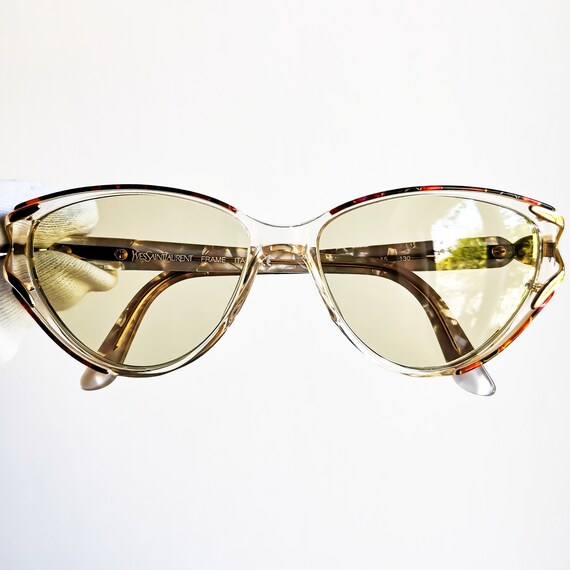 YVES SAINT LAURENT vintage Sunglasses clear red c… - image 3