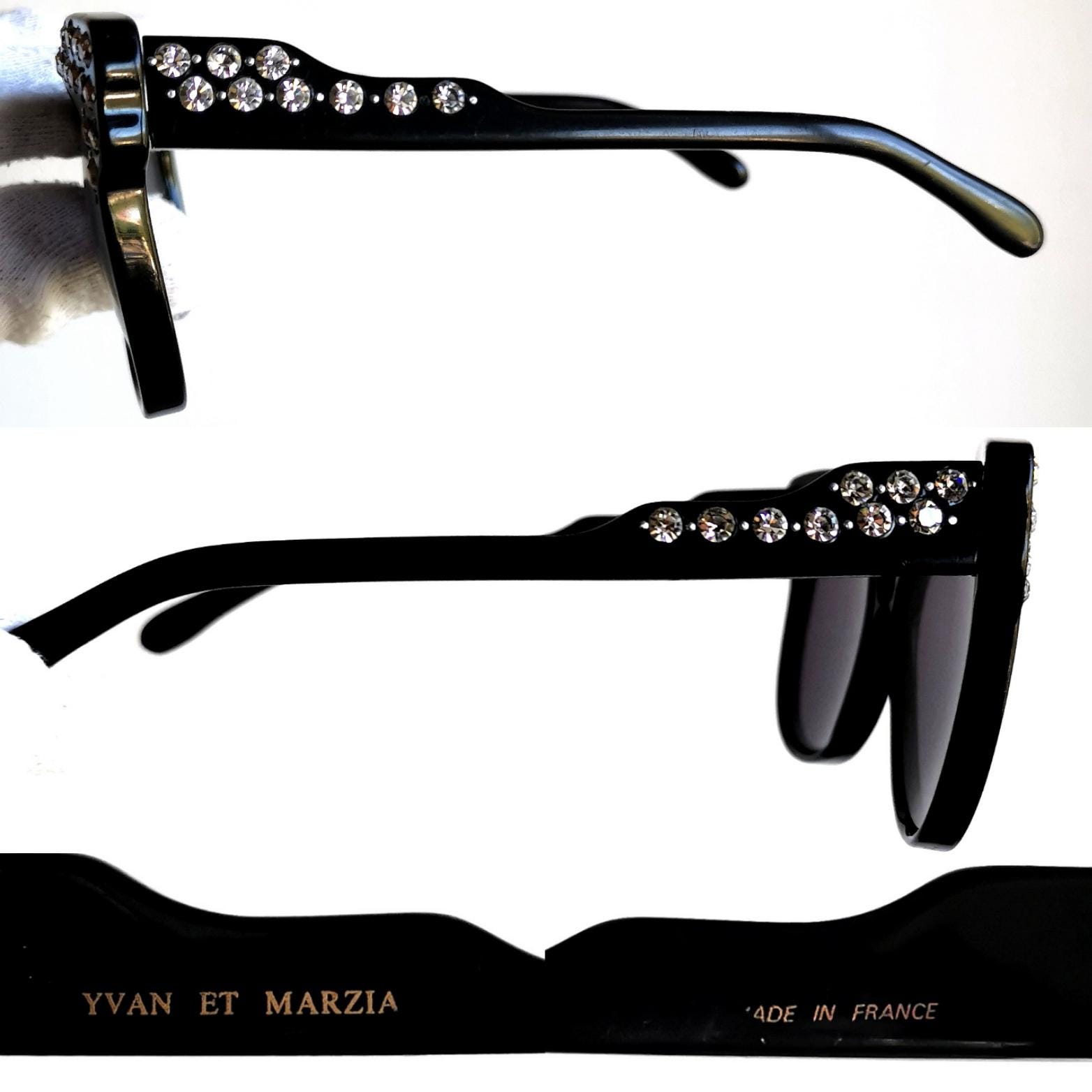 Yvan ET Marzia Rhinestone Leopard Sunglasses ? YVAN ET MARZIA Sunglasses Vintage Black Oversize Butterfly  main image 2
