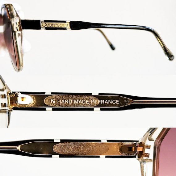 courreges】クレージュ Oversize Frame Gold Clear White Black