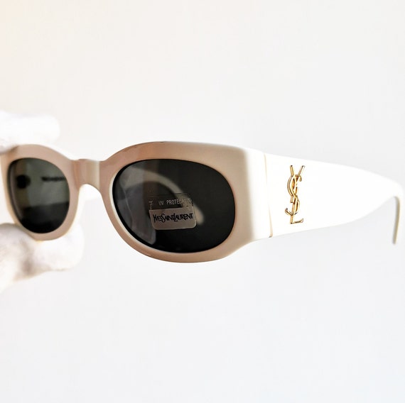 YVES SAINT LAURENT Vintage Sunglasses Rare Ysl White Oval 6545 Migos  Rihanna 2chainz Lady Gaga Frame Gold New Nos 90s Y2k Bella Hadid Off 