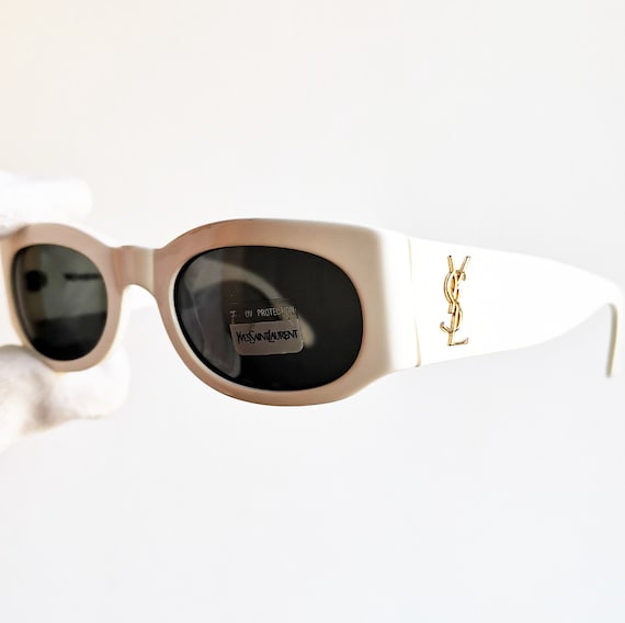 YVES SAINT LAURENT Vintage Sunglasses Rare Ysl White Oval 6545 Migos  Rihanna 2chainz Lady Gaga Frame Gold New Nos 90s Y2k Bella Hadid Off 