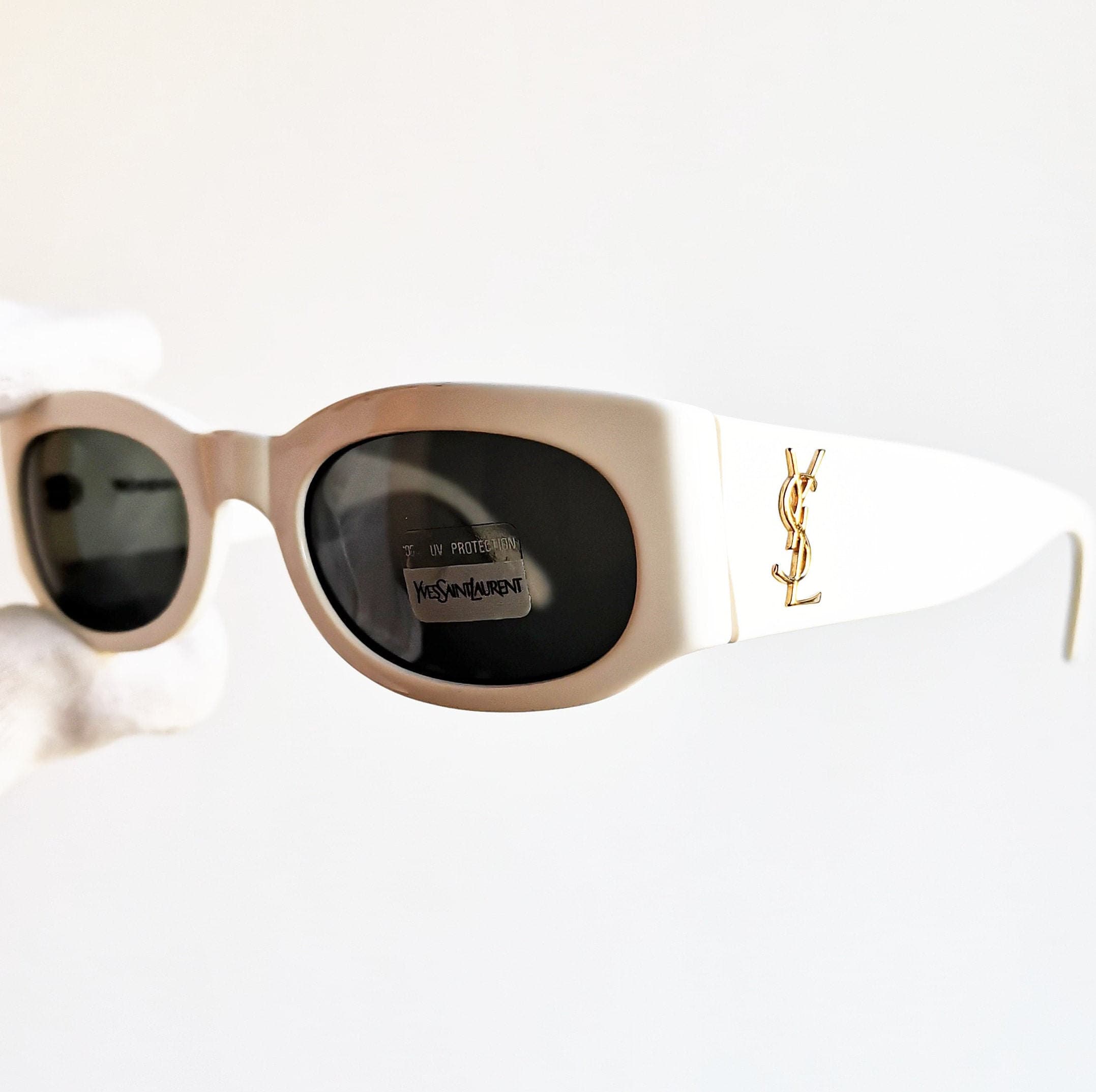 YVES SAINT Vintage Sunglasses Ysl White Oval 6545 - Etsy