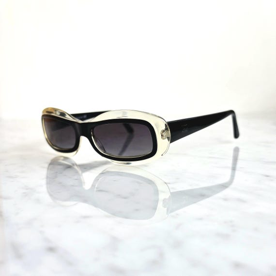 YVES SAINT LAURENT Vintage Ysl Sunglasses Oval Black Clear Small