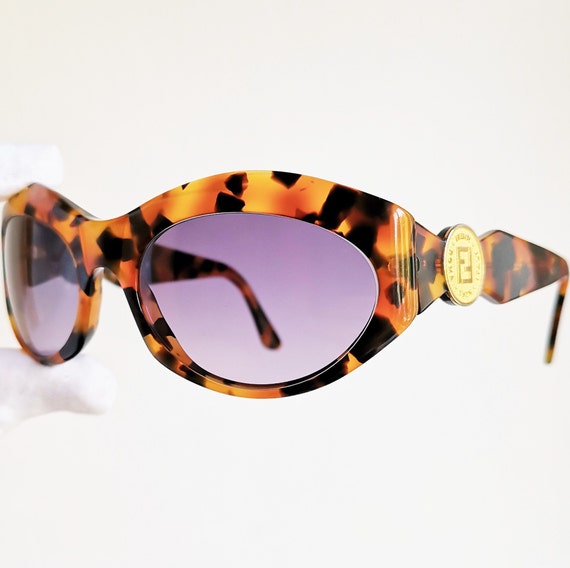 Buy FENDI Vintage Sunglasses Rare Oval Gold Ring Logo FF