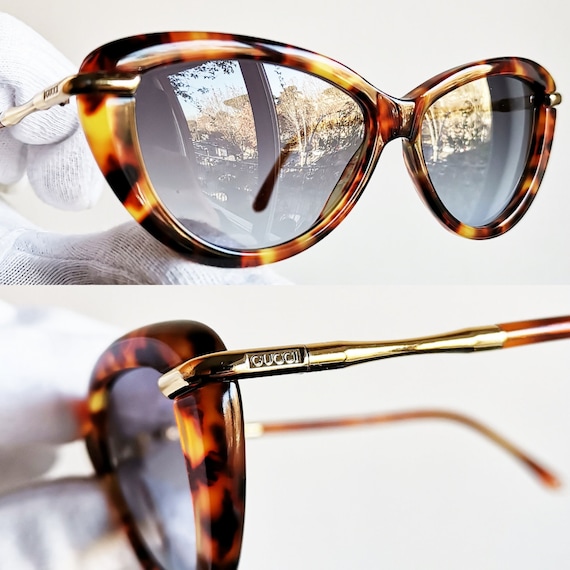 GUCCI vintage sunglasses rare cateye thick butter… - image 3