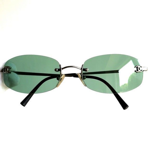 CHANEL Sunglasses Vintage Silver Oval Frameless 2014 Bayonetta