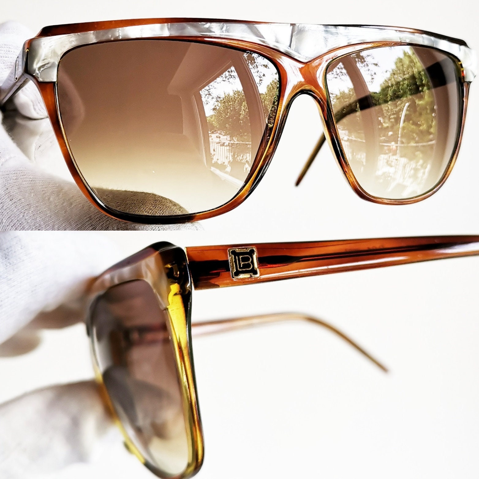 LAURA BIAGIOTTI Rare VINTAGE square oversized pearl flat top sunglasses  *Lens* LAURA BIAGIOTTI Vintage Sunglasses for sale | eBay main image 4