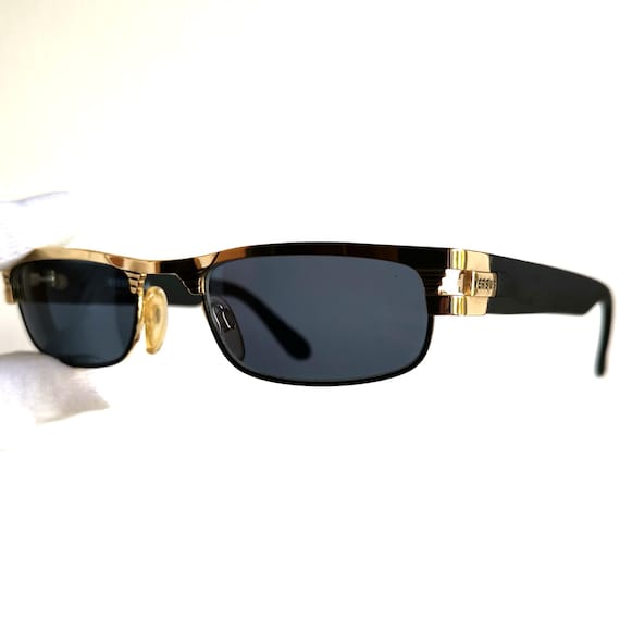 VERSACE vintage sunglasses oval rectangular black… - image 1